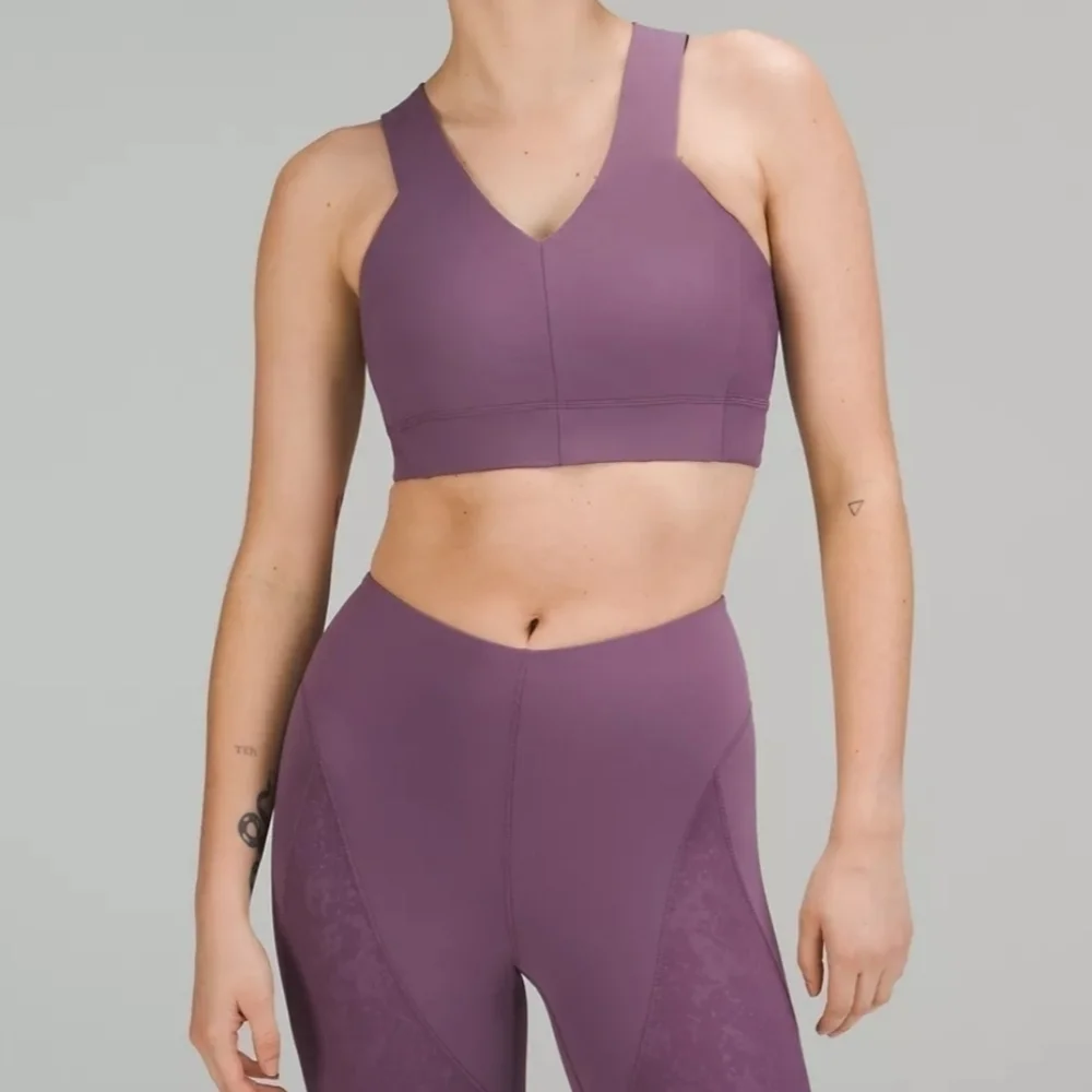 Lululemon Lab Embossed Nulu Cross-Back Yoga Bra Tracer Print Emboss Amethyst 2